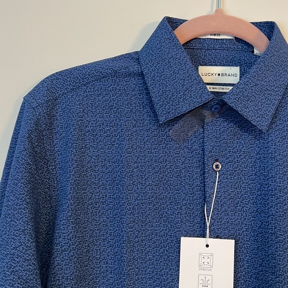 Lucky Brand blue polyester button up shirt - Picture 2 of 8